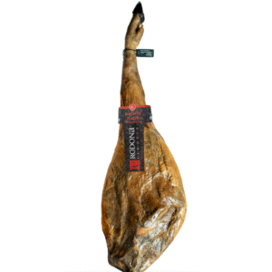 Jamón de Bellota 100% Ibérico Jamones Rodona, loncheado artesanalmente y curado en secadero tradicional