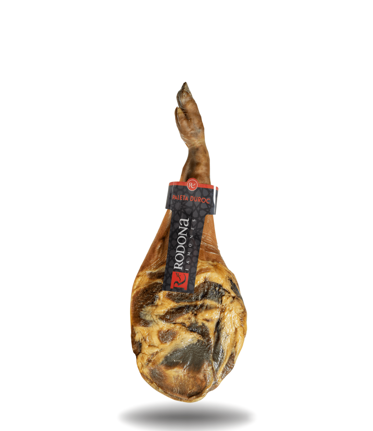 Paleta Duroc Jamones Rodona, curación mínima 10 meses, sabor fino, delicado y ligeramente dulce