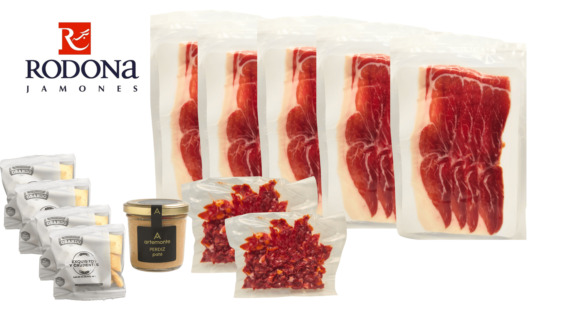 Lote paleta gran reserva genética Duroc Jamones Rodona con virutas, paté y piquitos